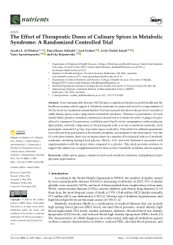 The Effect of Therapeutic Doses of Culinary Spices in Metabolic Syndrome: A Randomized Controlled Trial