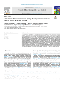 Germination effects on nutritional quality: A comprehensive review of selected cereals and pulses changes