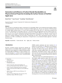 Generation and Influence of Carbon Dioxide Nanobubbles on Physicochemical Properties Including the Surface Tension of Clarified Apple Juice