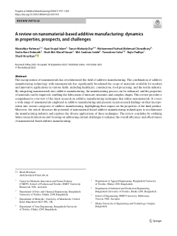 A review on nanomaterial-based additive manufacturing: dynamics in properties, prospects, and challenges