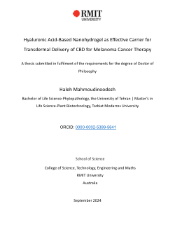 Hyaluronic Acid-Based Nanohydrogel as Effective Carrier for Transdermal Delivery of CBD for Melanoma Cancer Therapy