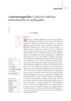 #staystrongmelbs: Collective identity unleashed by an earthquake