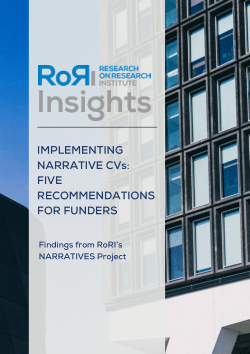RoRI Insights: Implementing Narrative CVs - Five recommendations for Funders