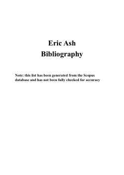 Supplementary Material from SIR ERIC ALBERT ASH. 31 January 1928 – 22 August 2021
