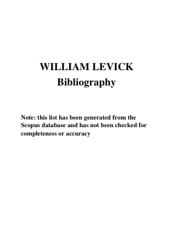Supplementary Material from WILLIAM RUSSELL LEVICK. 5 December 1931 – 5 May 2022