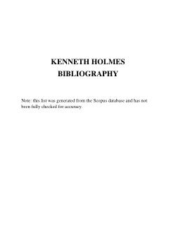 Supplementary Material from KENNETH HOLMES. 19 November 1934 - 02 November 2021