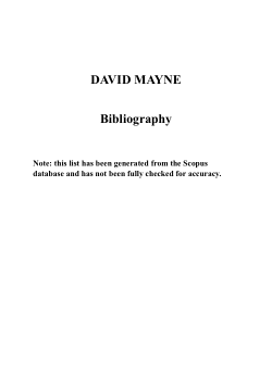Supplementary Material from David Quinn Mayne. 23 April 1930 - 27 May 2024