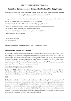Experimental details and additional analysis from Repetitive Somatosensory Stimulation Shrinks The Body Image