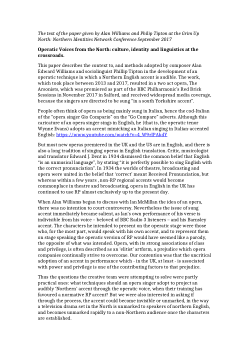 Operatic Voices from the North: culture, identity and linguistics at the crossroads.