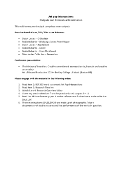 1. Read First - Art Pop Intersections