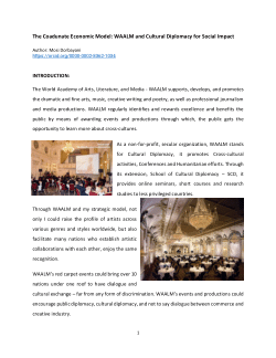 The Coadunate Economic Model: WAALM and Cultural Diplomacy for Social Impact