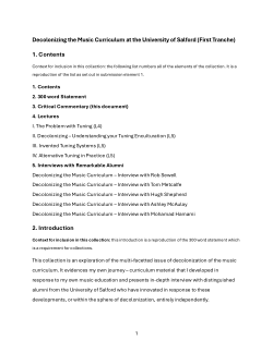 Critical Commentary - Decolonizing the Music Curriculum at the University of Salford.
