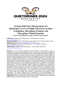 Acoustic Self-Noise Measurement of a Quadcopter (UAV) in Flight with Focus on Data Acquisition, Microphone Position, and Microphone Wind Protection