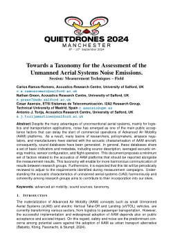 Towards a Taxonomy for the Assessment of the Unmanned Aerial Systems Noise Emissions