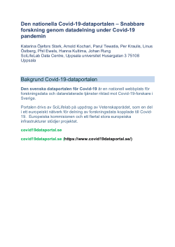 Den nationella Covid-19 dataportalen. Snabbare forskning genom datadelning under Covid-19 pandemin- Poster