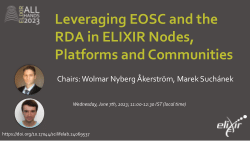 Workshop: Leveraging EOSC and the RDA in ELIXIR Nodes, Platforms and Communities