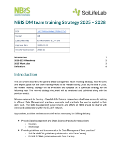 NBIS Data Management Training Strategy