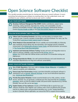 SciLifeLab Open Science Software Checklist