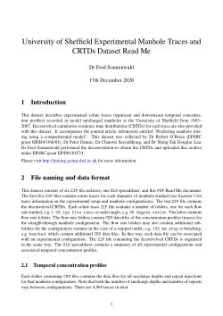 University of Sheffield Experimental Manhole Traces and CRTDs