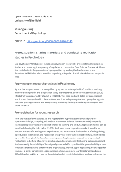 Open Research Case Study: Shuangke Jiang - Preregistration, sharing materials, and conducting replication studies in Psychology