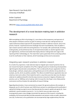 Open Research Case Study: Amber Copeland - The development of a novel decision-making task in addiction research