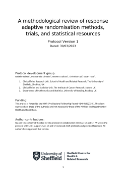 Protocol for "A Methodological Review of Response Adaptive Randomisation Methods, Trials, and Statistical Resources"