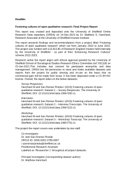 Fostering Open Qualitative Research - Final Project Report