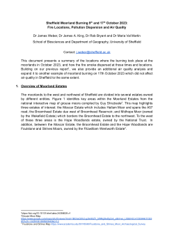 Sheffield Moorland Burning 9th and 17th October 2023: Fire Locations, Pollution Dispersion and Air Quality