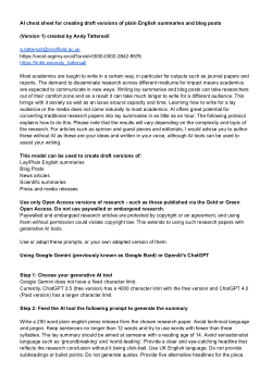 Writing a lay summary or blog post using AI Cheat sheet