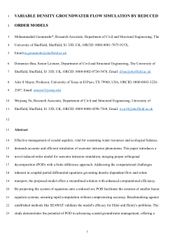 Variable Density Groundwater Flow Simulation by Reduced Order Models