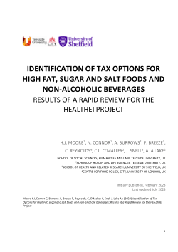 Identification of tax options for high fat, sugar and salt foods and non-alcoholic beverages: Results of a rapid review for the HEALTHEI project