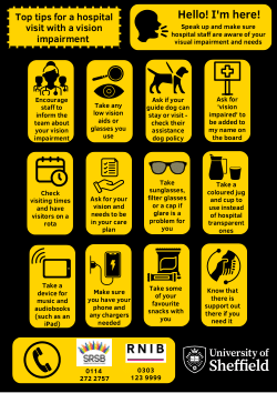 Top tips for a hospital visit with a vision impairment. Poster for Patients with a Vision Impairment.