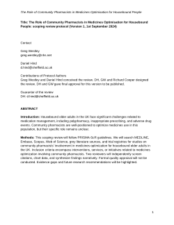 Protocol: The Role of Community Pharmacists in Medicines Optimisation for Housebound People