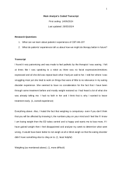 <b>Patient </b><b>E</b><b>xperiences of a Novel, Brief, Outpatient Cognitive-Behavioural Therapy for Anorexia Nervosa (CBT-AN-20): A Qualitative Study</b>