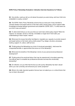 Methodological Documents Associated with the ESRC 'Stepping Out' project on policy fellowships.