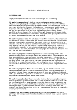 Manifesto for a Radical Planning *UK-Ireland Planning Research Conference.* Reading, 2-4 September
