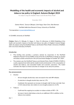 Modelling of the health and economic impacts of alcohol and tobacco tax policy in England: Autumn Budget 2024