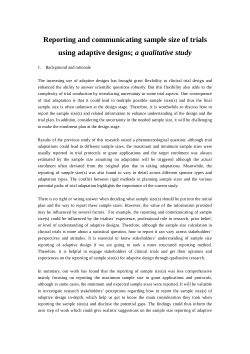 Protocol for the reporting and communicating sample size of trials using adaptive designs; a qualitative study