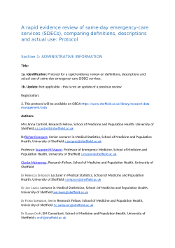 A rapid evidence review of same-day emergency-care services (SDECs), comparing definitions, descriptions and actual use: Protocol
