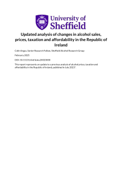 Updated analysis of changes in alcohol sales, prices, taxation and affordability in the Republic of Ireland