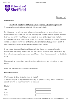 The Self, Preferred Music & Emotions - A Listening Study: In-Person Data