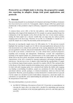 Protocol for the Delphi study on checklist for the reporting of sample size in trial grant application and protocols for adaptive design