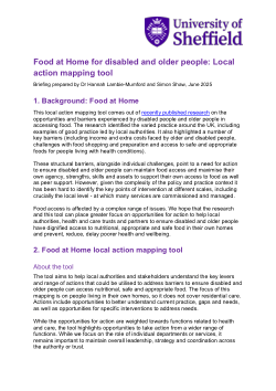 Food at home: A knowledge exchange project exploring disabled and older people’s access to food in their own homes