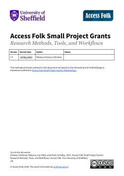 Access Folk Small Project Grants: Research Methods, Tools, and Timelines
