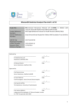 Statistical Analysis Plan and addendums for MissionEB trial