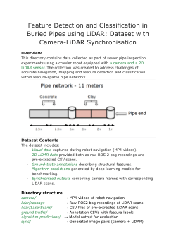 Feature Detection and Classification in Buried Pipes using LiDAR: Dataset with Camera-LiDAR Synchronisation