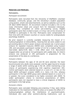 5-hydroxytryptophan, a serotonin precursor, as a novel treatment for adults with Attention Deficit Hyperactivity Disorder: A randomised, double-blind trial.