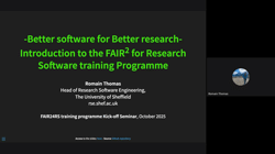Better software for better research: Introduction to the FAIR² for research software training programme (25/26 delivery).
