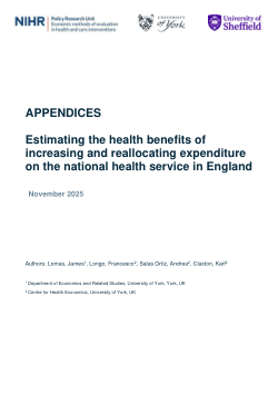 Estimating the health benefits of increasing and reallocating expenditure on the National Health Service in England (with appendices)