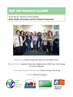 Research Priority Setting:<b> </b><b>Brain Health, Dementia and the Chinese Community</b>